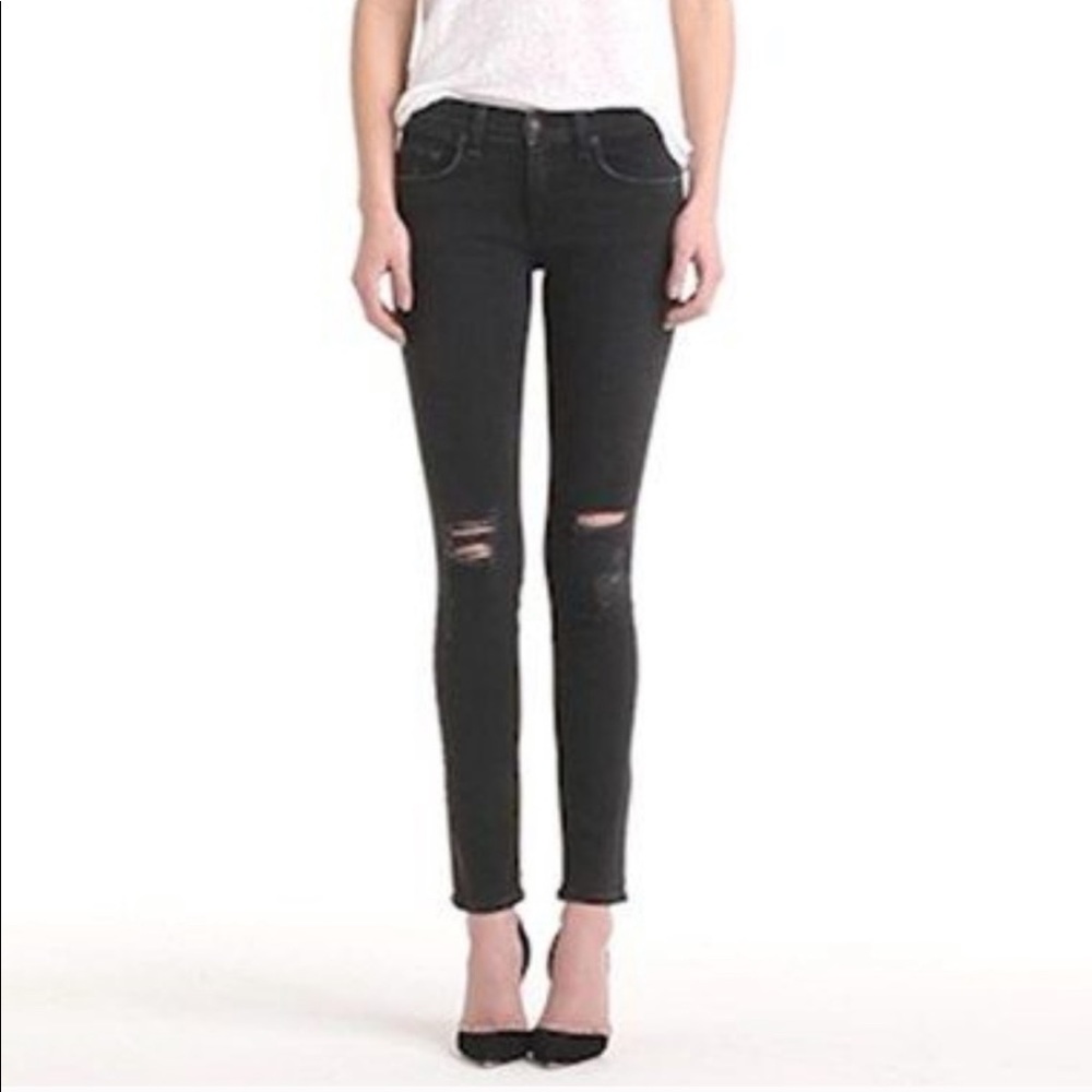 Rag and Bone Black Distressed Skinny Jeans